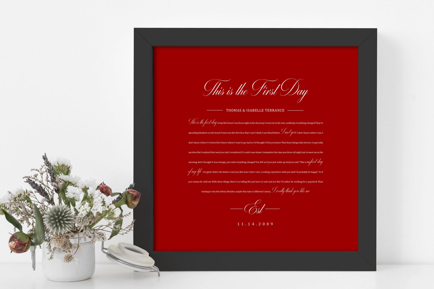Song Lyrics on Paper, 1st Year Anniverary Gift, Paper Anniversary Gift,1st Wedding Anniversary Gift, Framed Lyric, Song Print, Wedding Gift