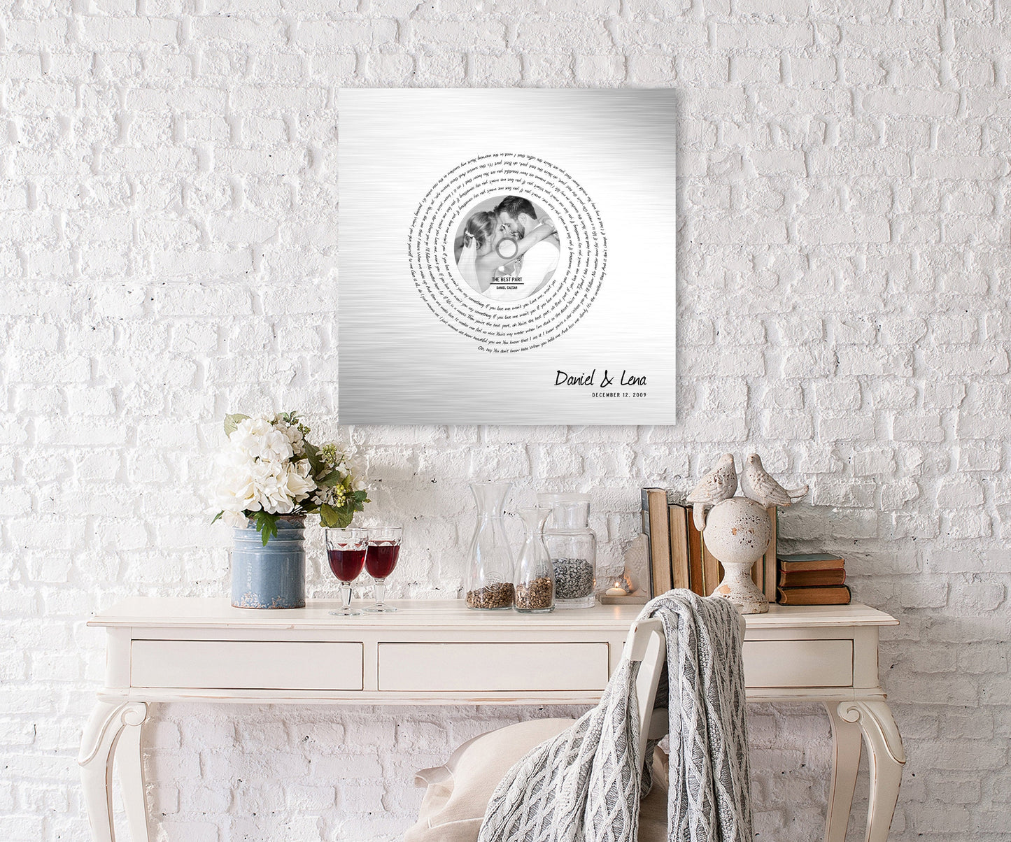 1st Dance on Tin, Song with Photo, Tin Anniversary Gift , Wedding Song Print, on Metal, On Metal, 10th Anniversary Gift, Tin Gift for Her