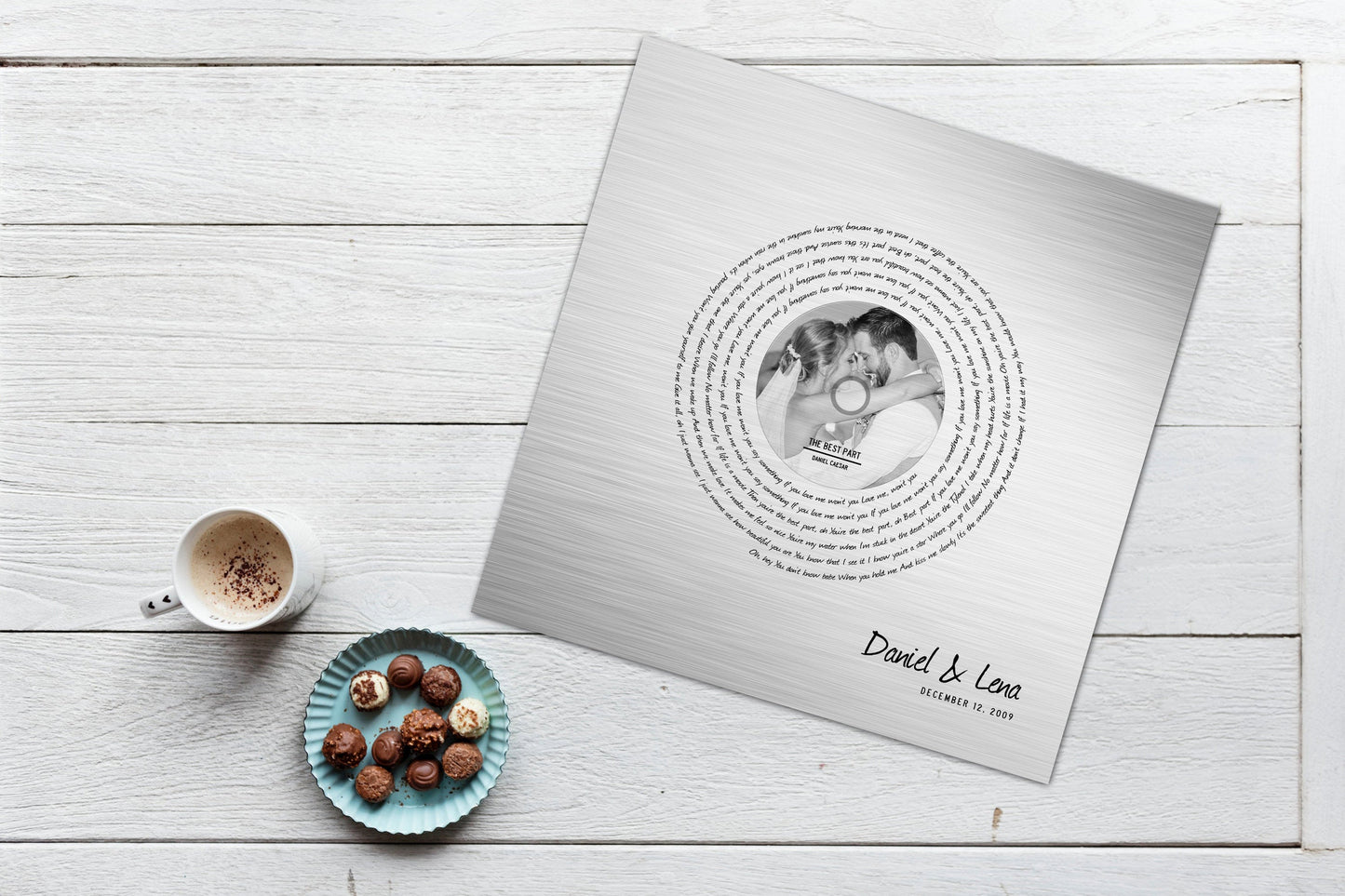 1st Dance on Tin, Song with Photo, Tin Anniversary Gift , Wedding Song Print, on Metal, On Metal, 10th Anniversary Gift, Tin Gift for Her