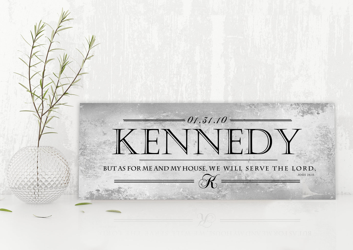 Joshua 24:15 Inspired, Monogrammed Family Name Sign