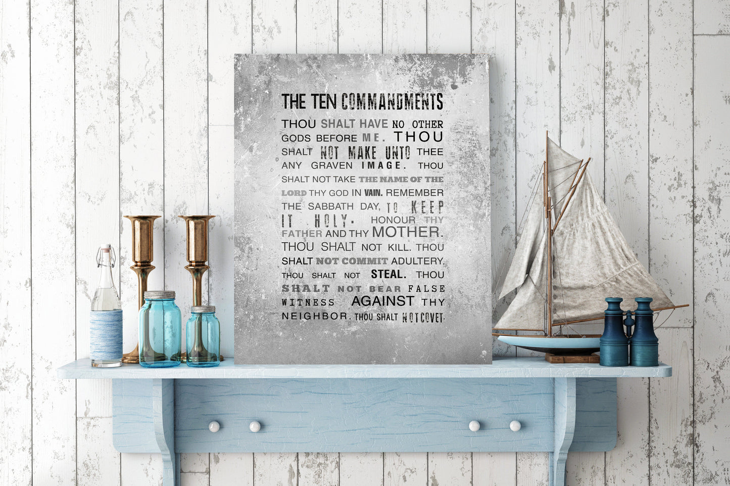10 Commandments Sign on Tin