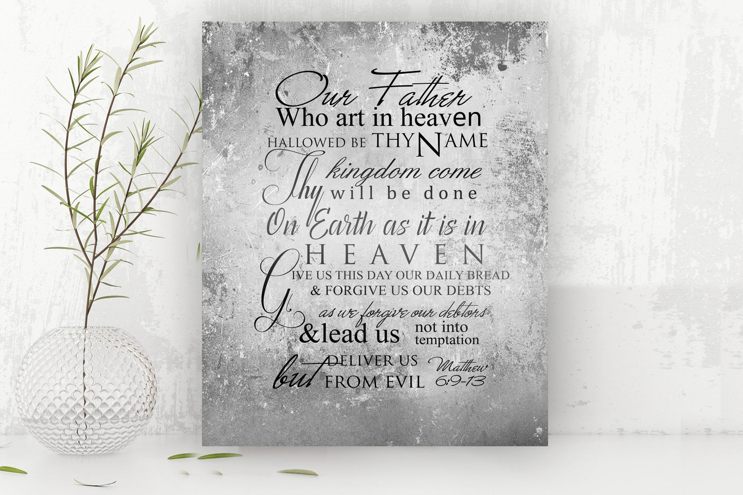 The Lords Prayer Distressed Scripture Sign