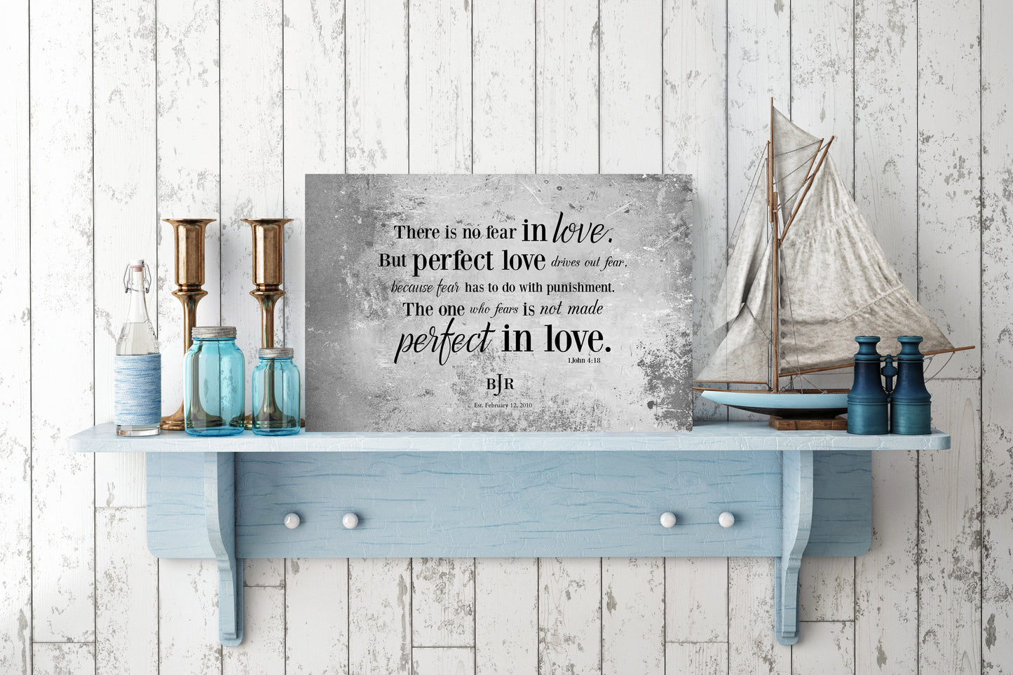 Monogrammed 1 John 4:18 Sign Custom Wedding Plaque