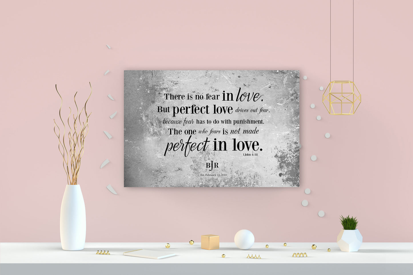 Monogrammed 1 John 4:18 Sign Custom Wedding Plaque