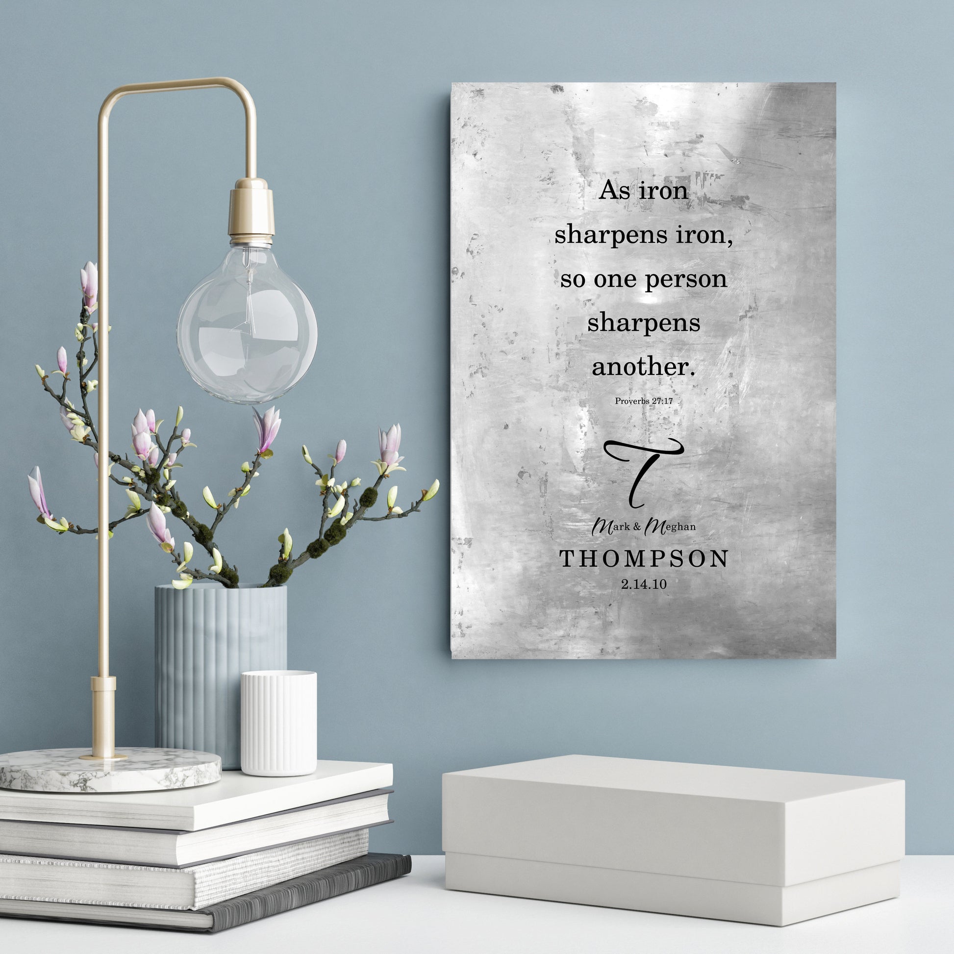 As Iron Sharpens Iron, Christian Wedding Gift, Monogrammed Wedding Gift, Prov 27:17, Couple Gift, Personalize Wedding Gift, Established Sign