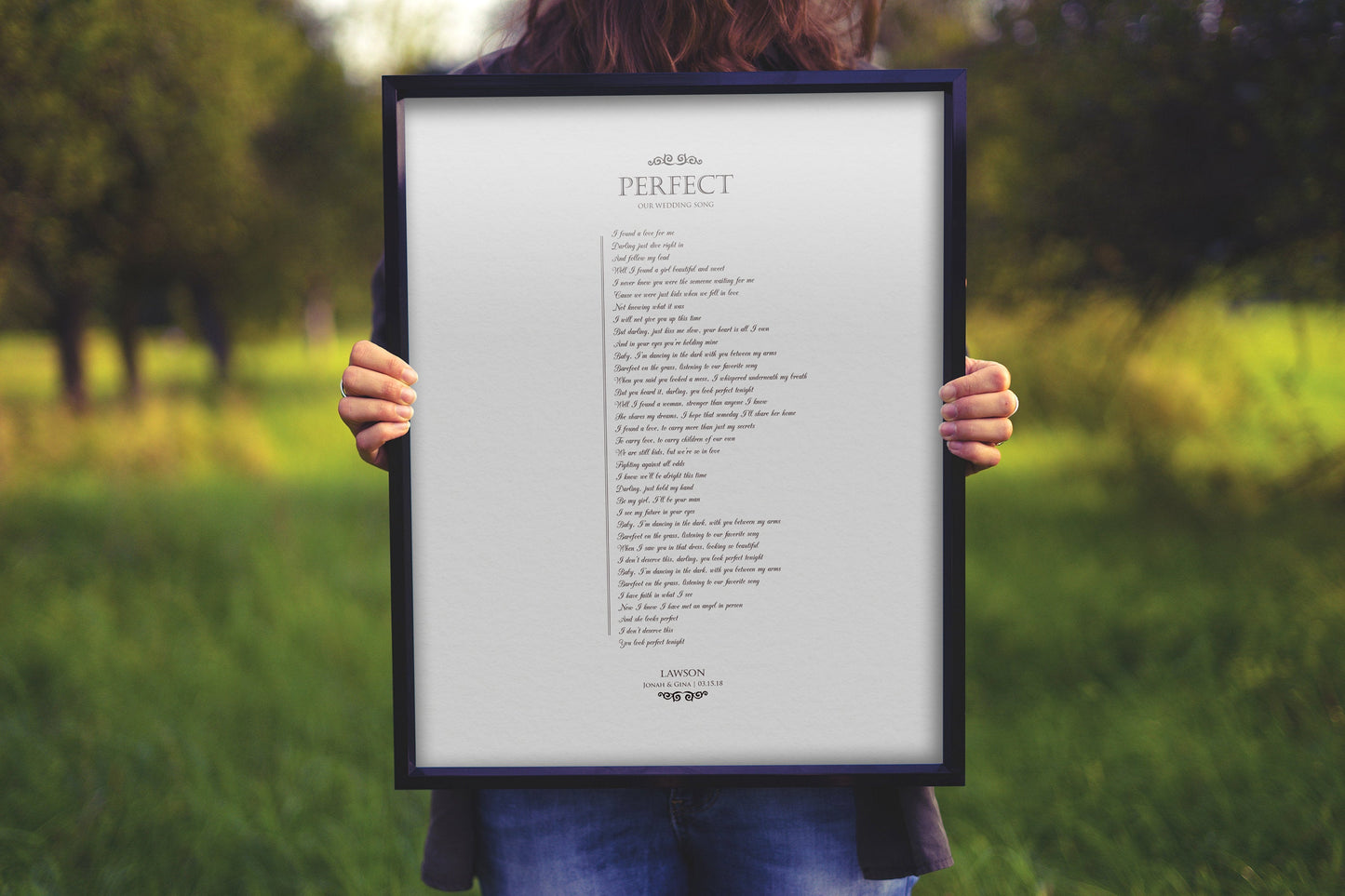 Framed Wedding Song on Pure Strathmore Cotton