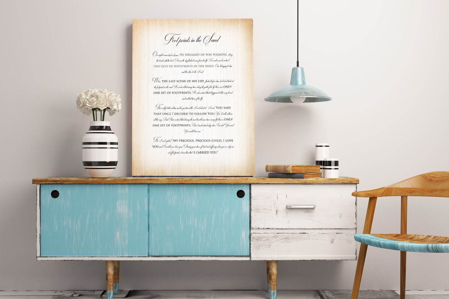 Footprints poem on Wood