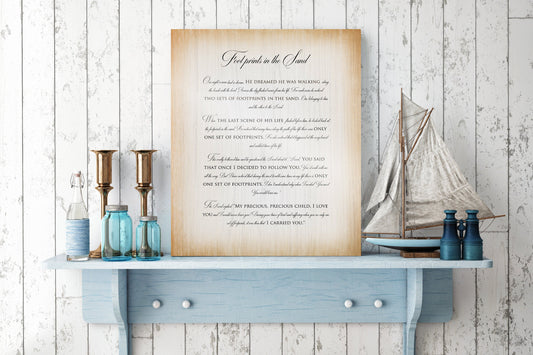 Footprints poem on Wood