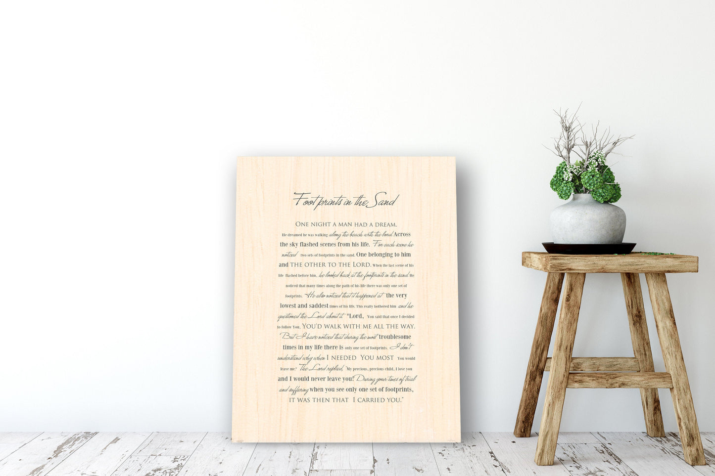 Footprints poem, Wood gift for him, Footprints in the Sand on Wood, Wood Gift, 5 Year Wedding Anniversary Gift, Wood gift for Him,
