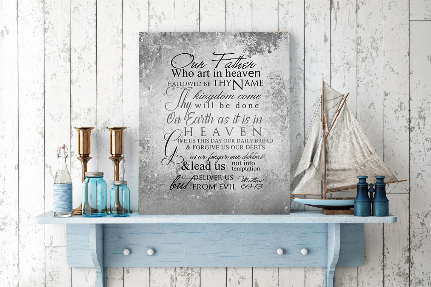 The Lords Prayer Distressed Scripture Sign