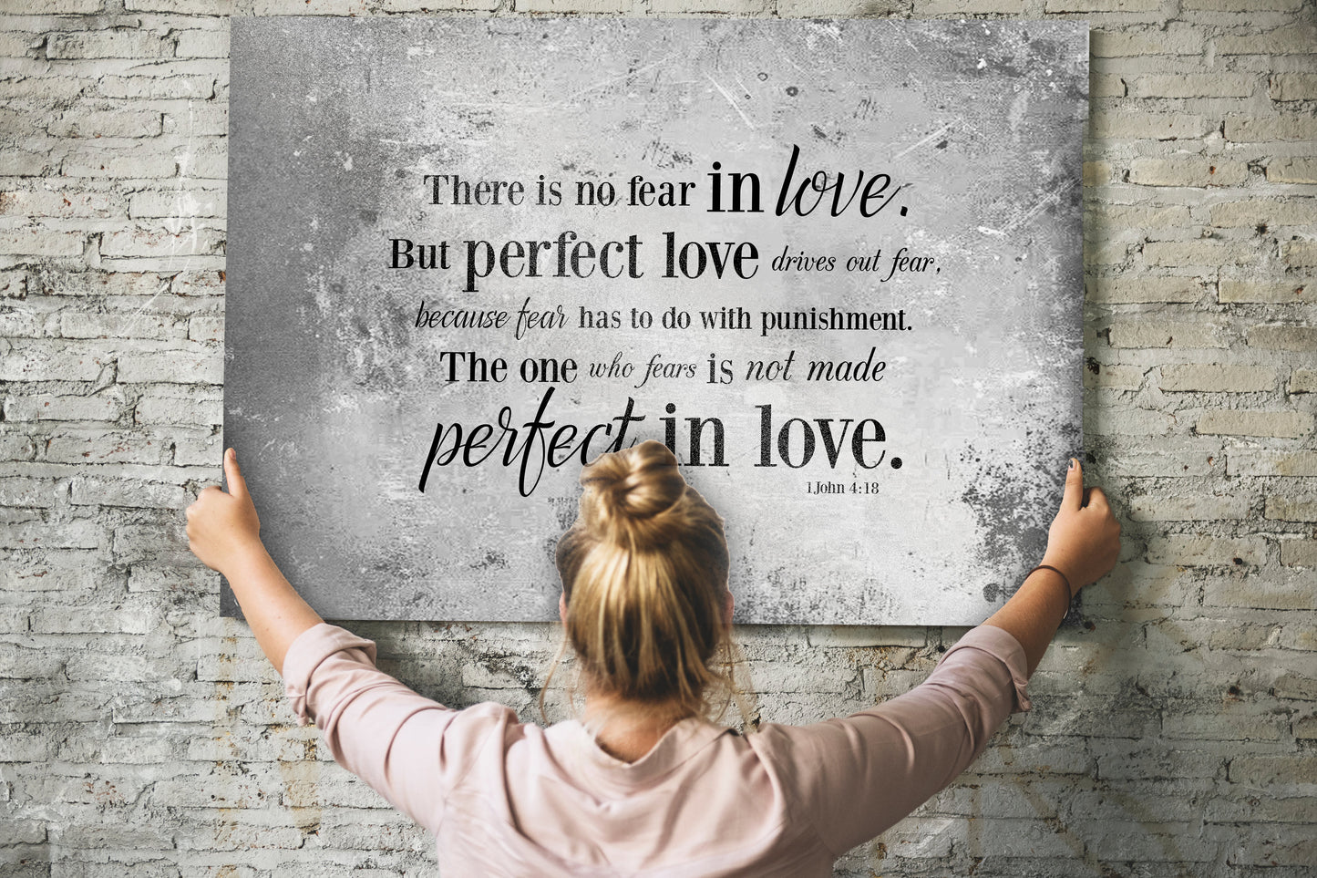 Monogrammed 1 John 4:18 Sign Custom Wedding Plaque