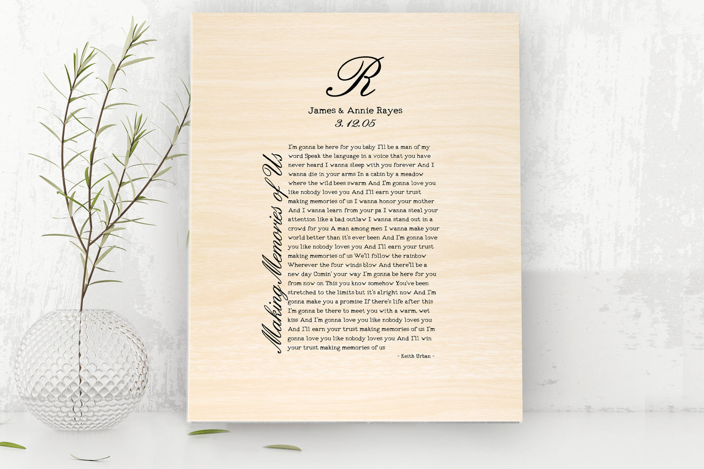 Our Wedding Song, Designer Wood Decor