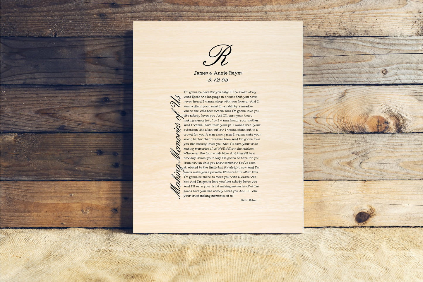 Our Wedding Song, Designer Wood Decor
