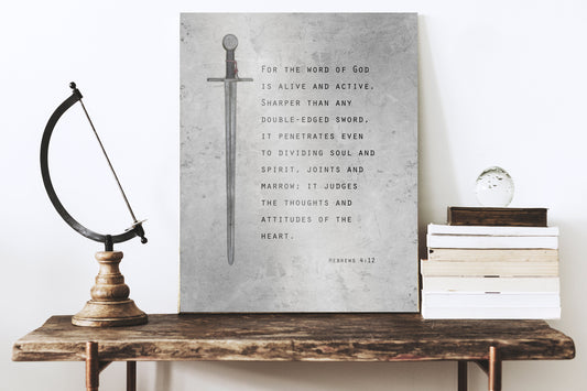 Christian Wall Art for Him, Hebrews 4:12 Sign