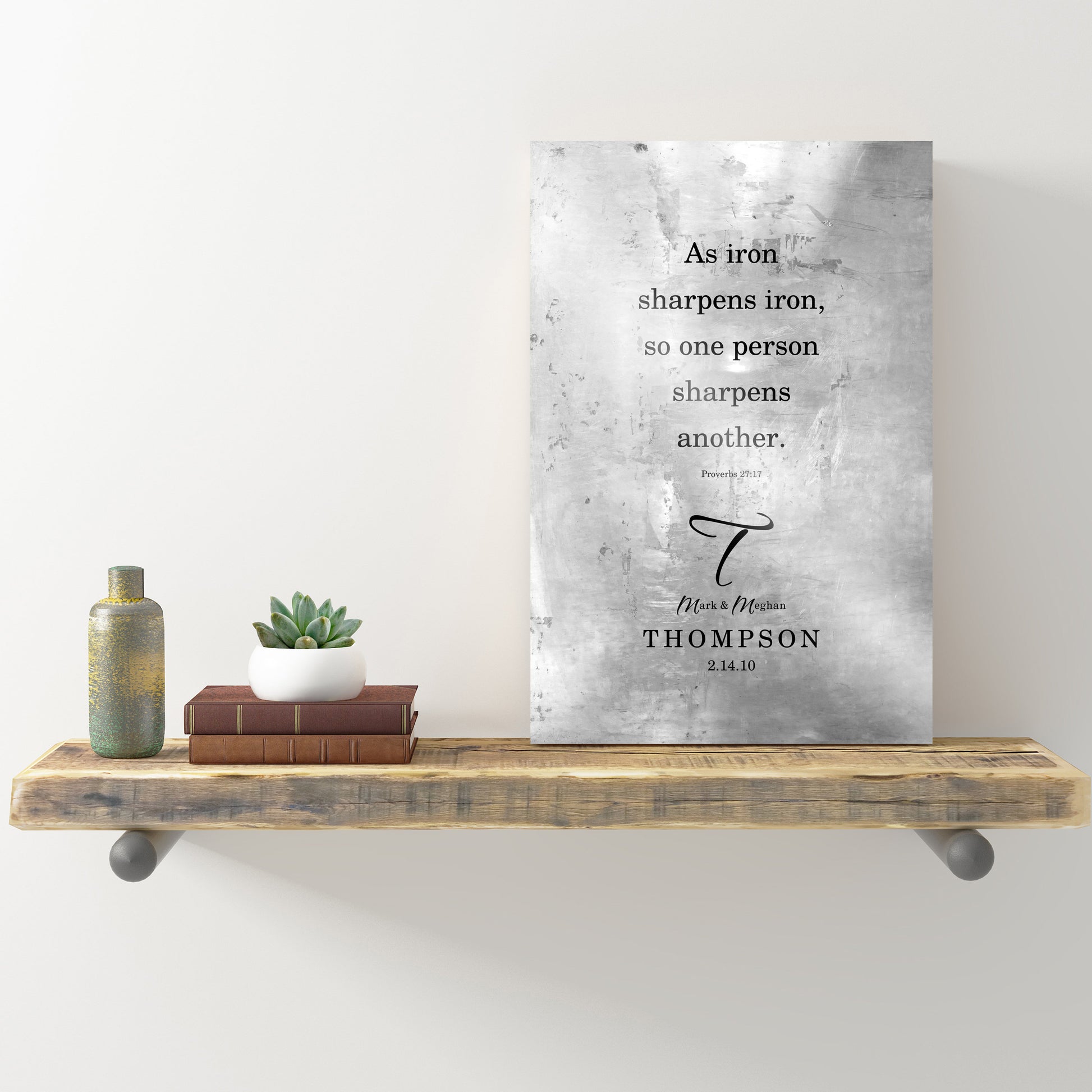 As Iron Sharpens Iron, Christian Wedding Gift, Monogrammed Wedding Gift, Prov 27:17, Couple Gift, Personalize Wedding Gift, Established Sign