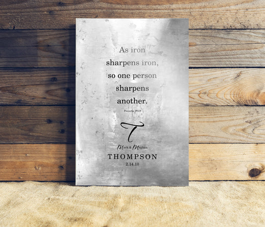 Proverbs 27:17, Monogrammed Gift for Couples