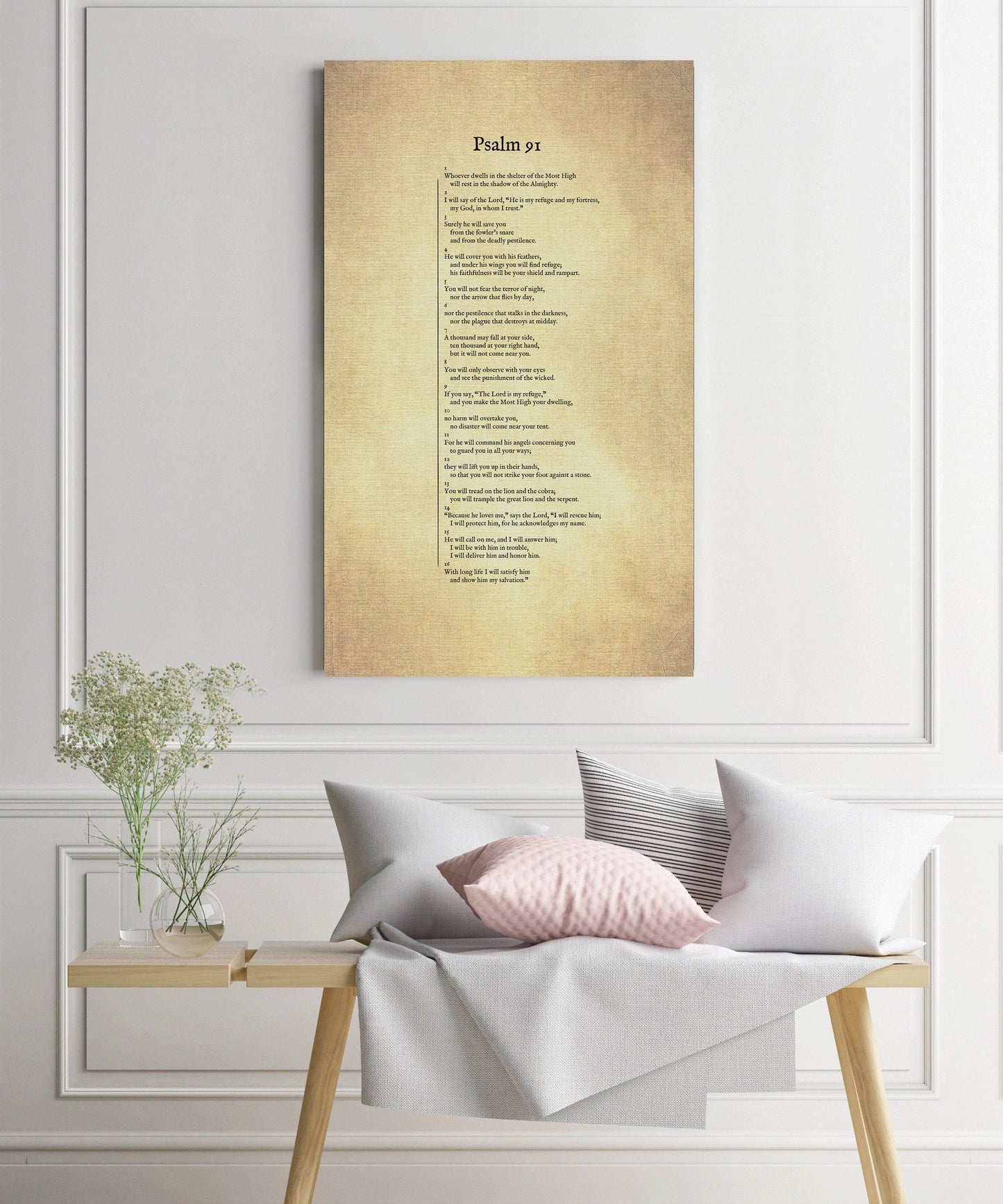 Psalm 91 on Canvas, Christian Wall Art, Inspirational Decor, Scripture Decor, Encouragement Gift, Gift for Mom, Sympathy Gift, Uplifting