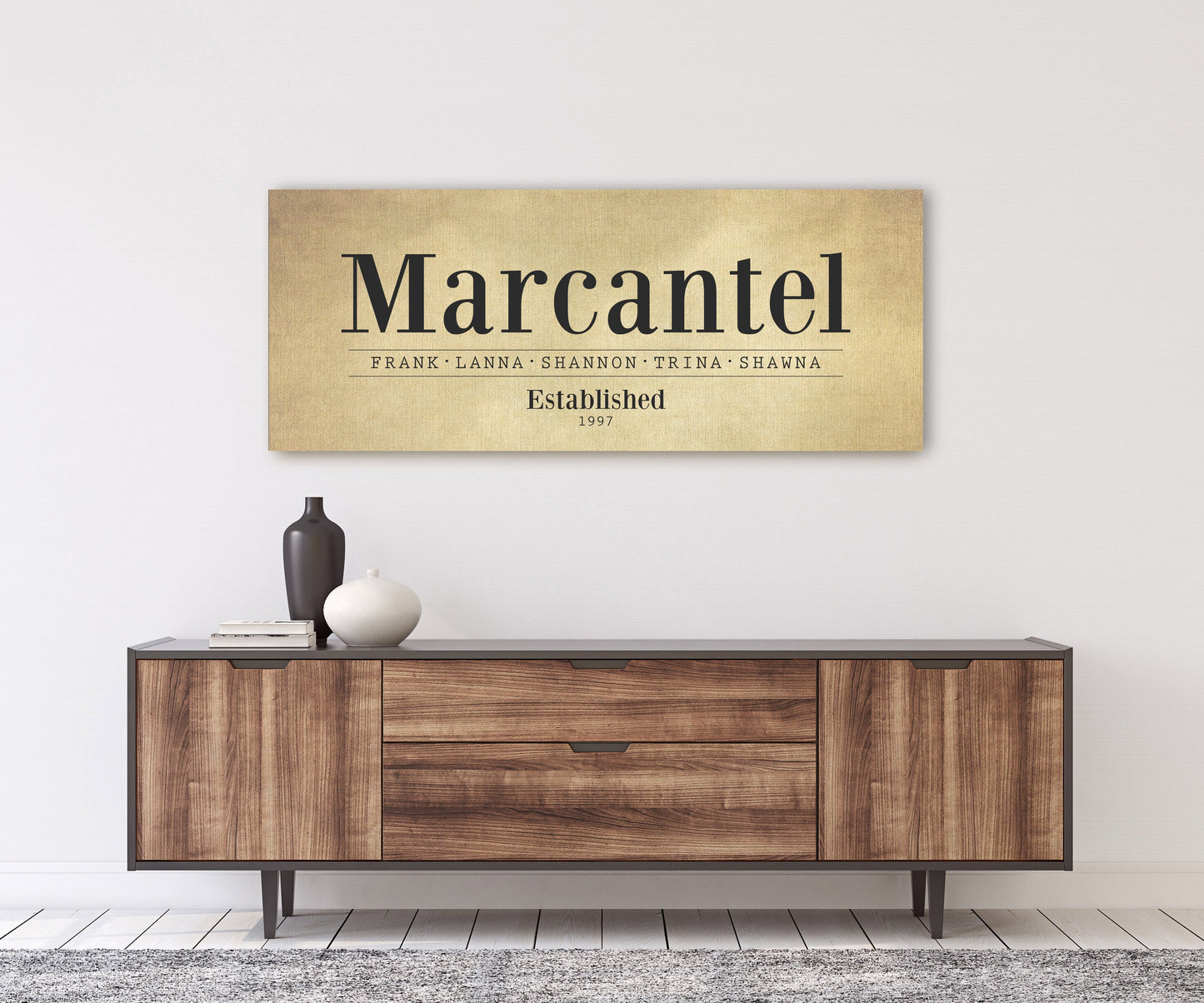 Rustic Family Name Sign on Cotton Canvas