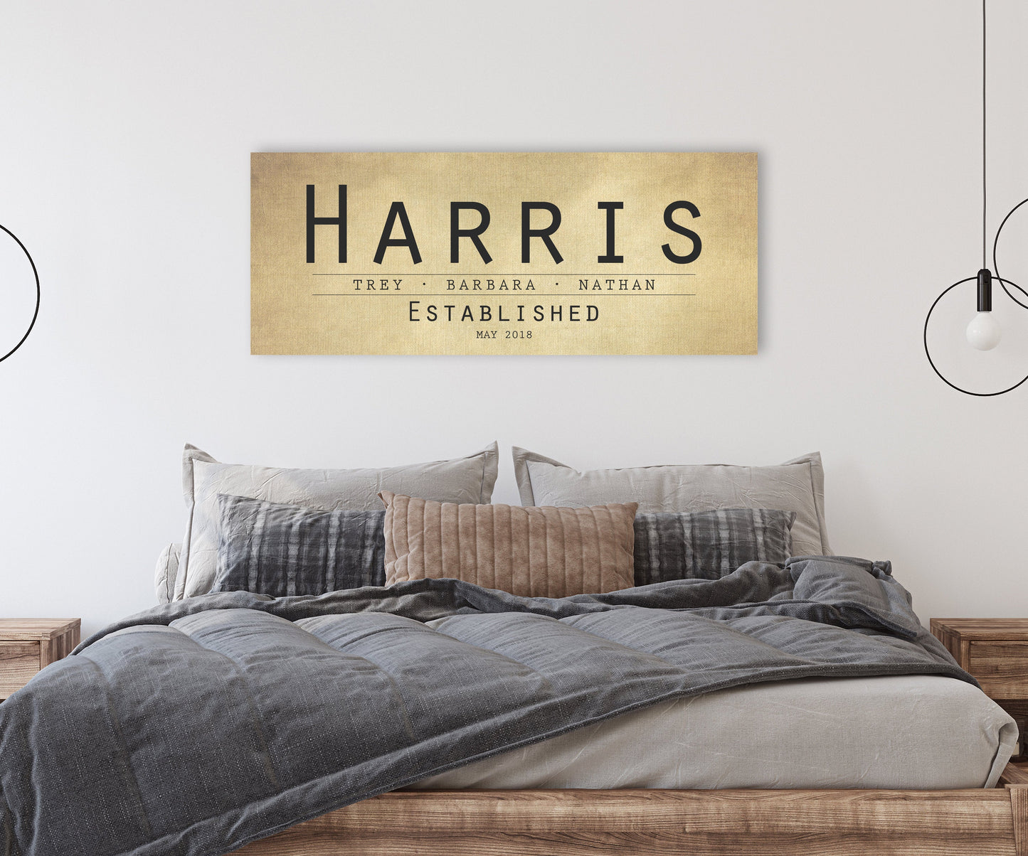 Rustic Family Name Sign on Cotton Canvas