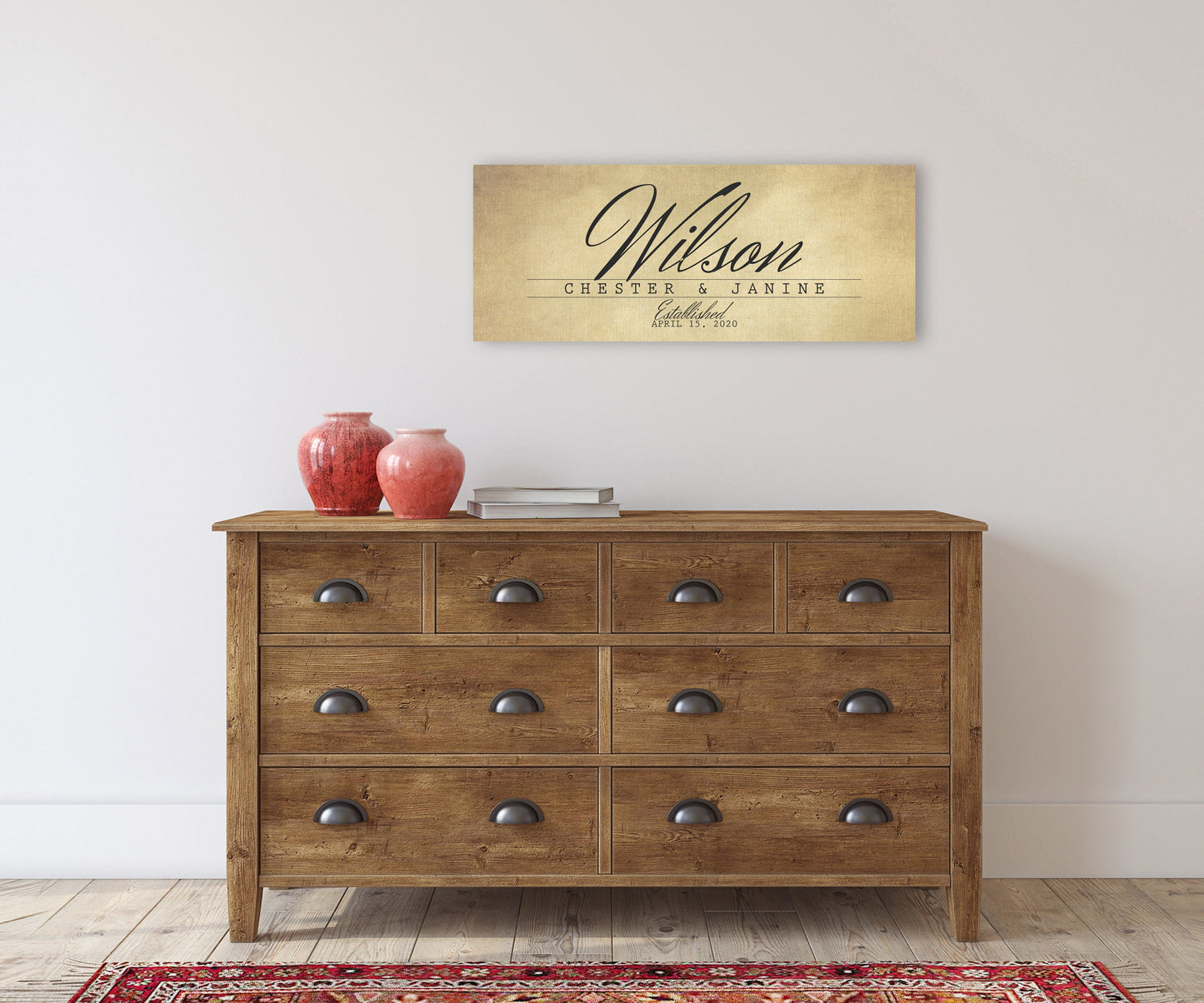 Rustic Family Name Sign on Cotton Canvas