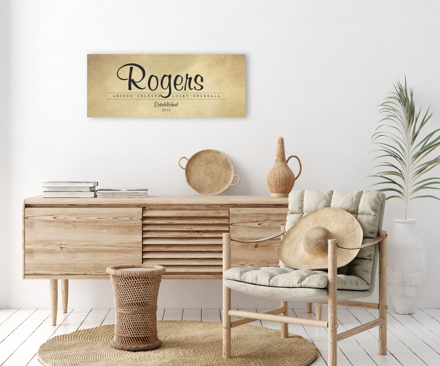 Rustic Family Name Sign on Cotton Canvas