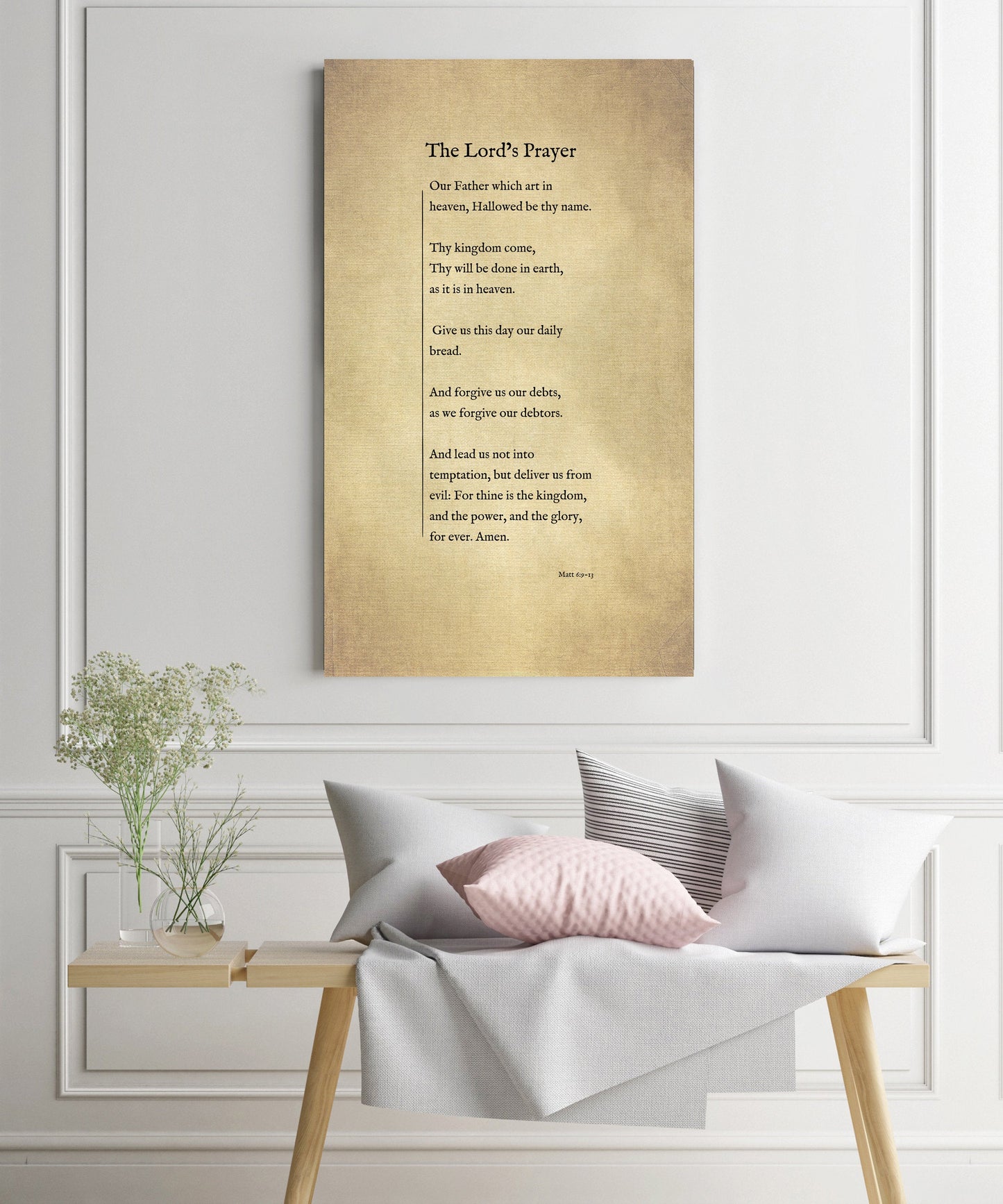 The Lord's Prayer on Canvas, Christian Wall Art, Inspirational Decor, Encouraging Gift, Gift for Mom, Sympathy Gift for, Uplifting Gift for
