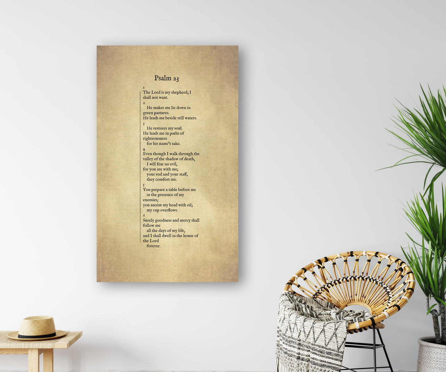 Psalm 23 Antiqued Canvas Wall Art