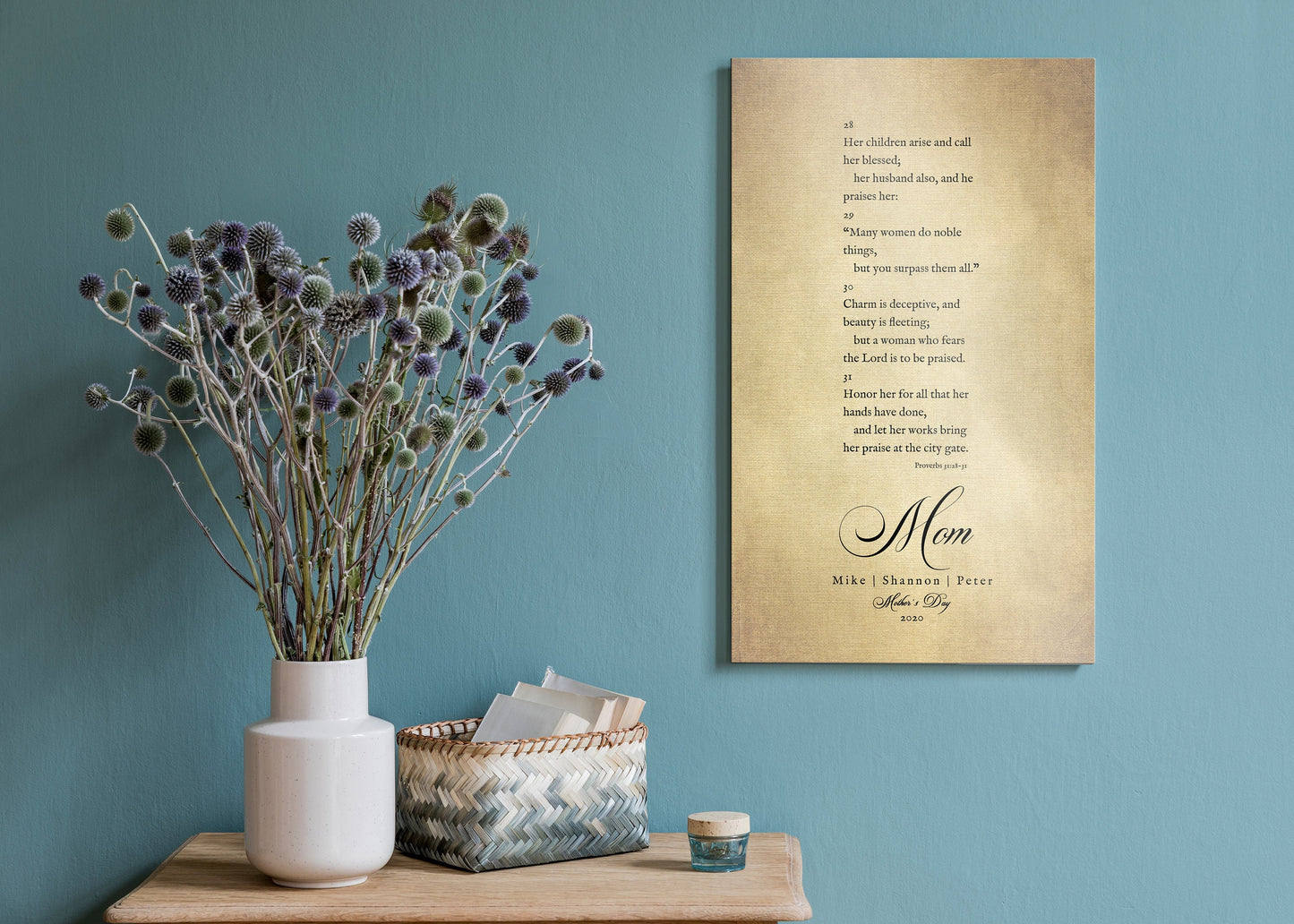 Proverbs 31 on Canvas, Christian Gift for Mom, Personalized Mother's day Gift, Mother's Day Bible Verse, Mother's Day Gift for Wife, Custom