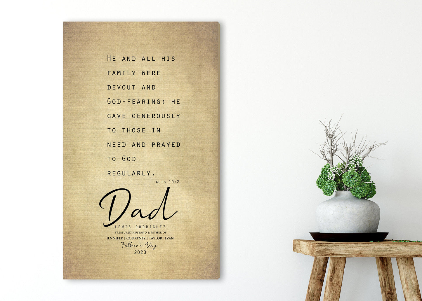Personalized Father's Day gift, Gift for Son, Personalized Gift for Husband, Acts 10:2, Husband Gift, for dad from kids, Father's day Gift