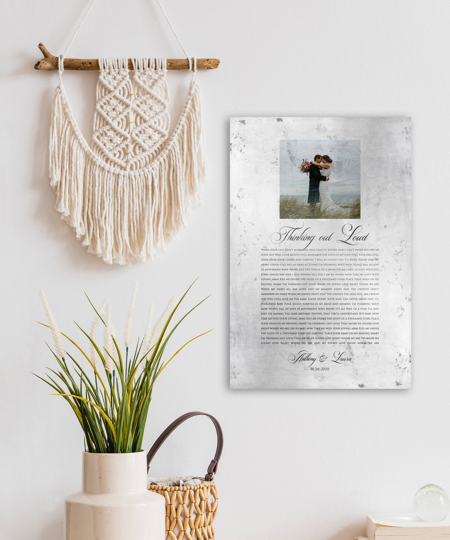 Distressed Tin Wedding Song Plaque with Photo