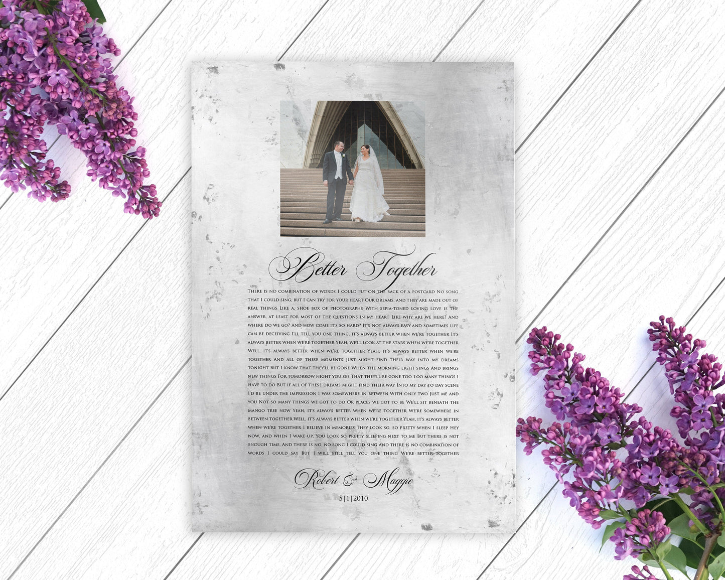 Distressed Tin Wedding Song Plaque with Photo