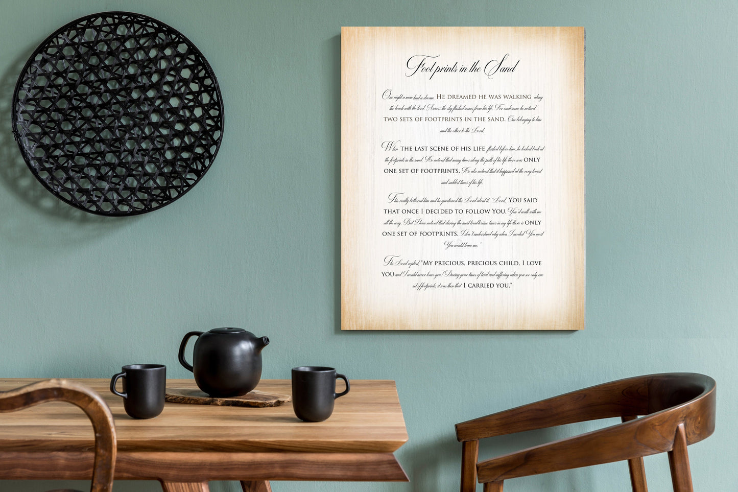 Footprints poem on Wood