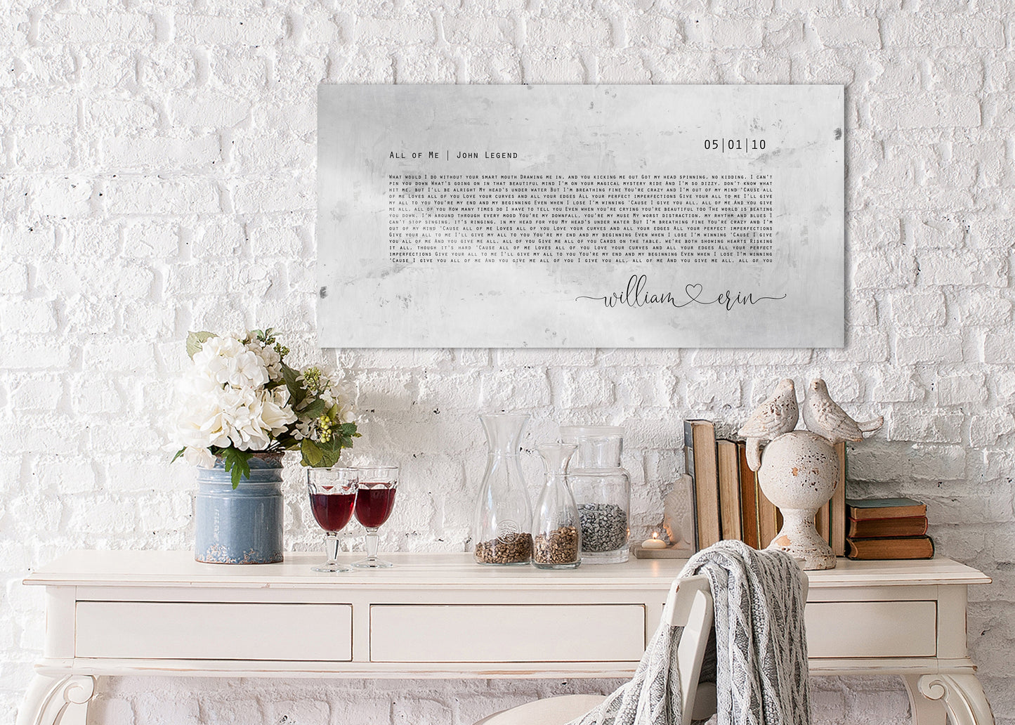 Love Song Lyric Sign on Tin