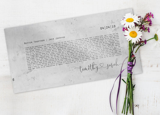 Tarnished Song Lyric Sign on Tin