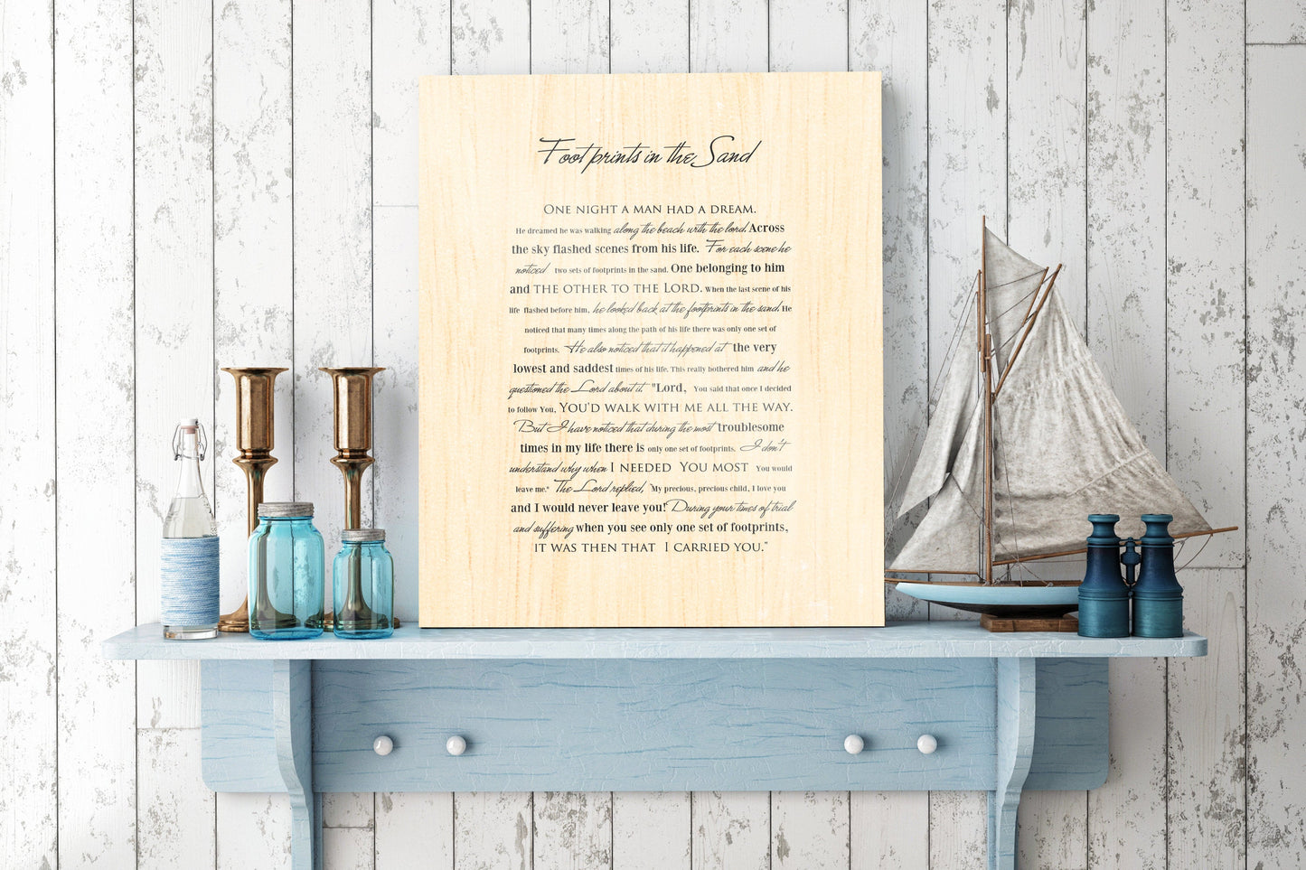 Footprints poem, Wood gift for him, Footprints in the Sand on Wood, Wood Gift, 5 Year Wedding Anniversary Gift, Wood gift for Him,