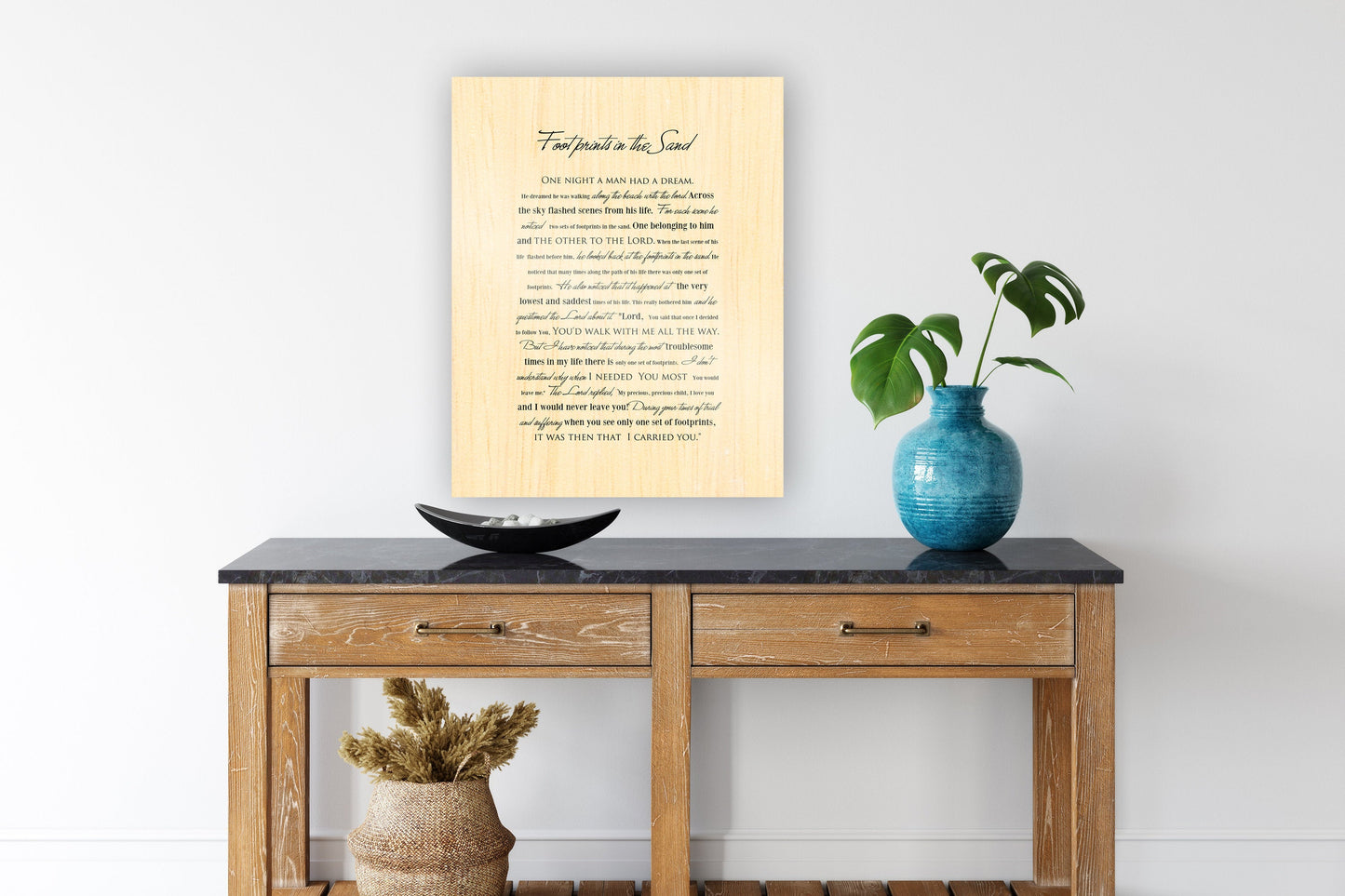 Footprints poem, Wood gift for him, Footprints in the Sand on Wood, Wood Gift, 5 Year Wedding Anniversary Gift, Wood gift for Him,