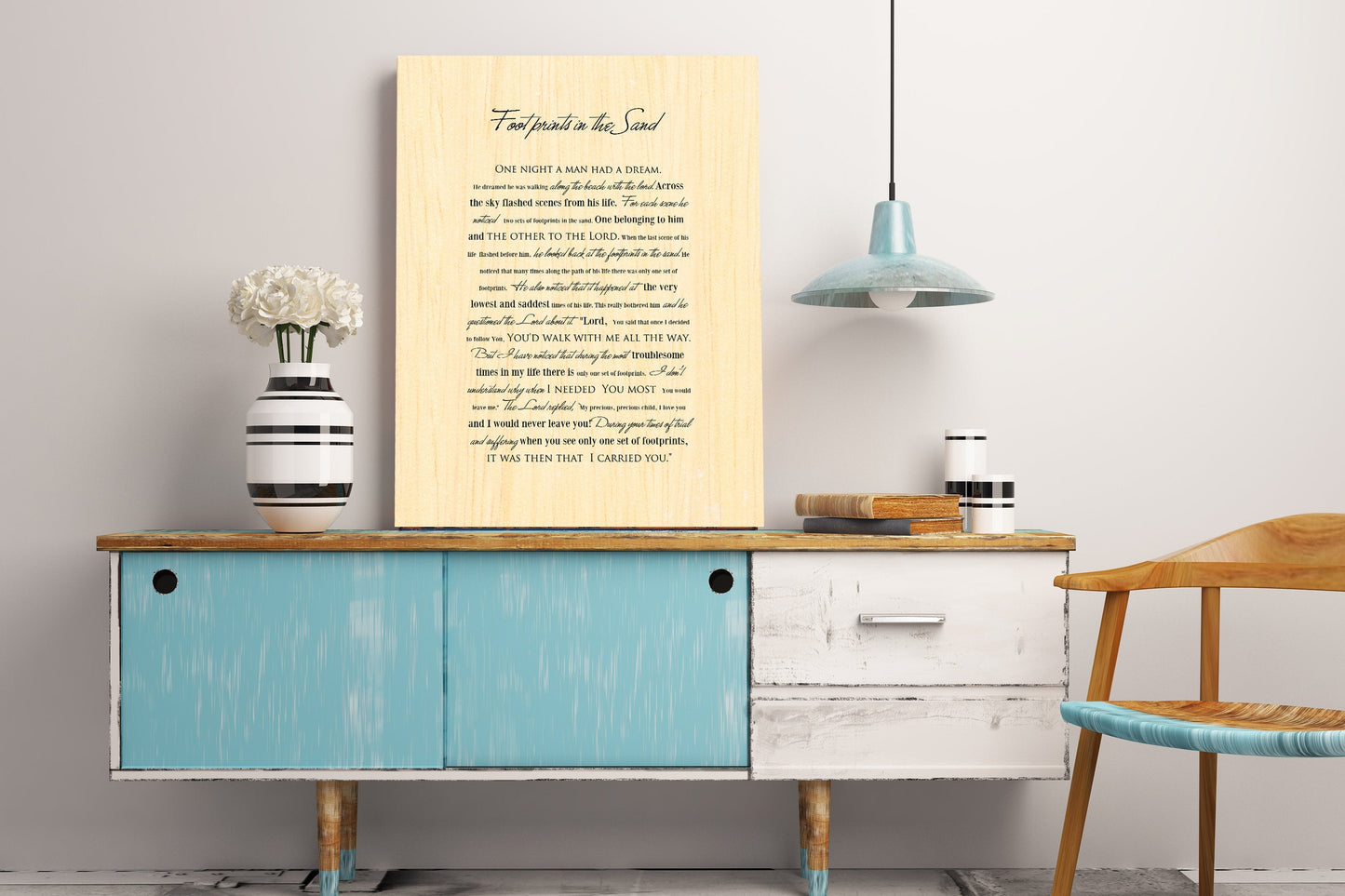 Footprints poem, Wood gift for him, Footprints in the Sand on Wood, Wood Gift, 5 Year Wedding Anniversary Gift, Wood gift for Him,