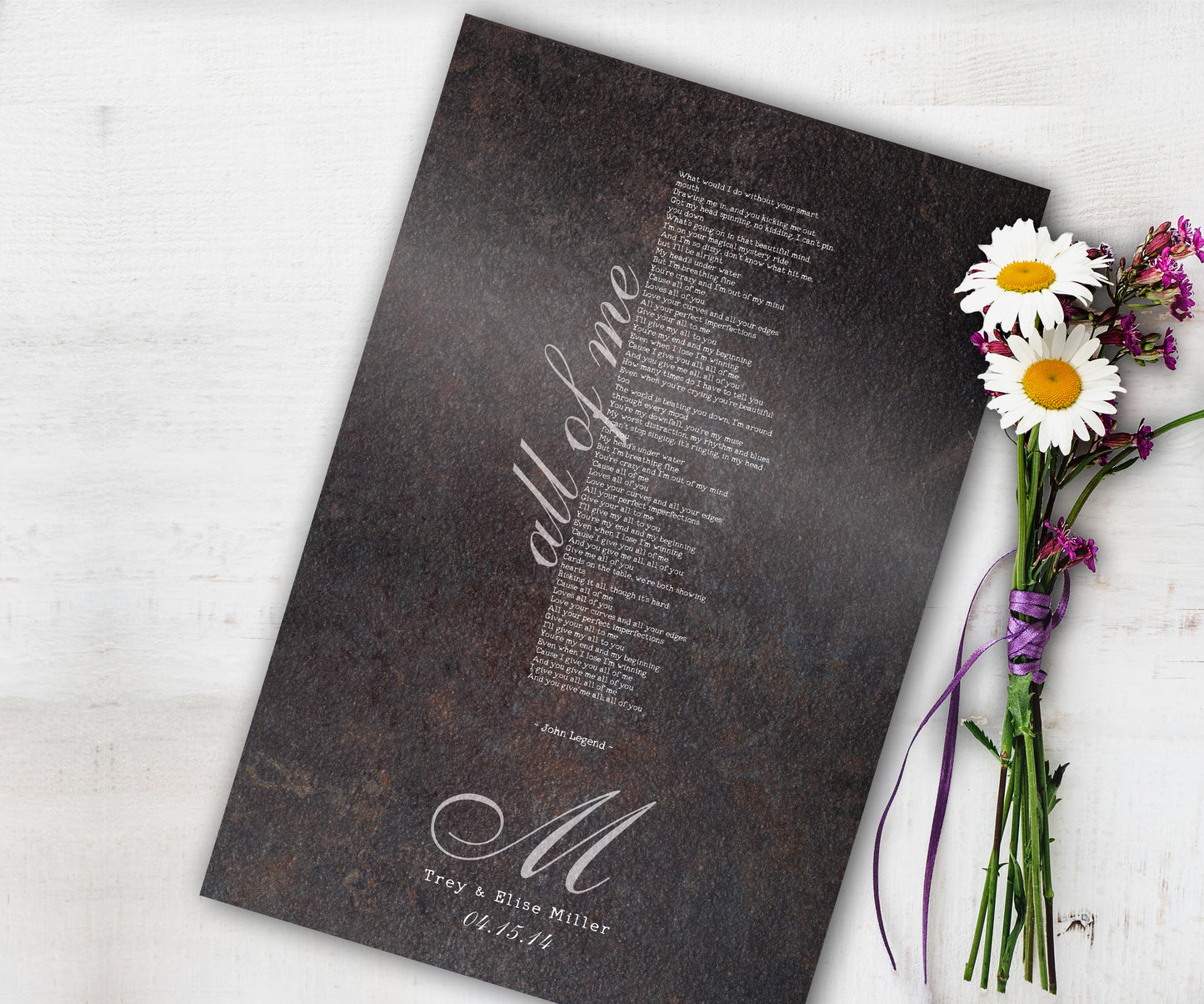 Monogrammed Wedding Song Lyric Sign