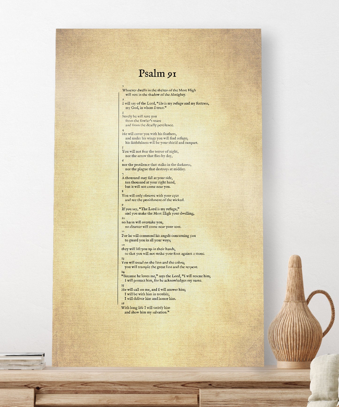 Psalm 91 on Canvas, Christian Wall Art, Inspirational Decor, Scripture Decor, Encouragement Gift, Gift for Mom, Sympathy Gift, Uplifting