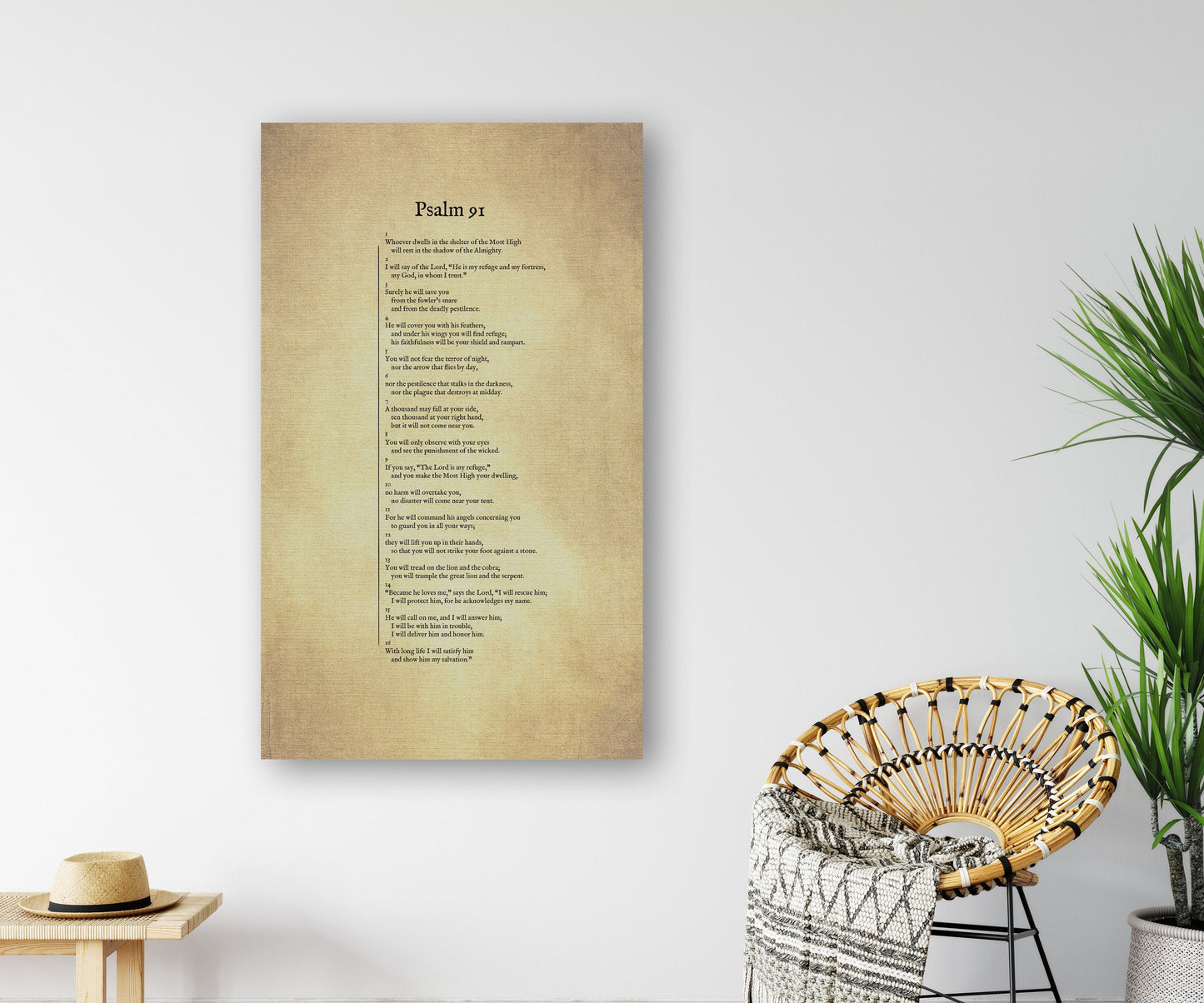 Psalm 91 on Canvas, Christian Wall Art, Inspirational Decor, Scripture Decor, Encouragement Gift, Gift for Mom, Sympathy Gift, Uplifting