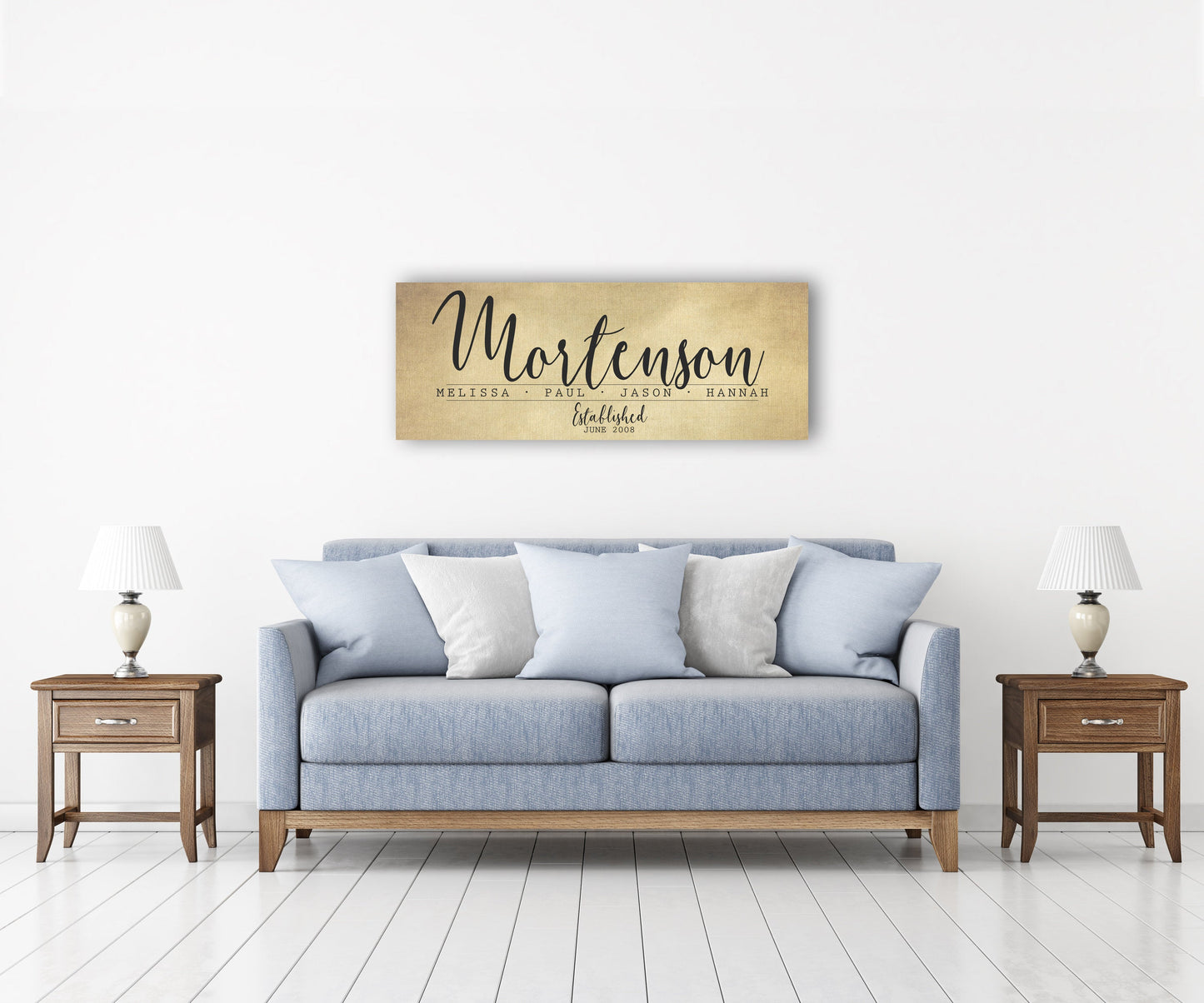 Rustic Family Name Sign on Cotton Canvas