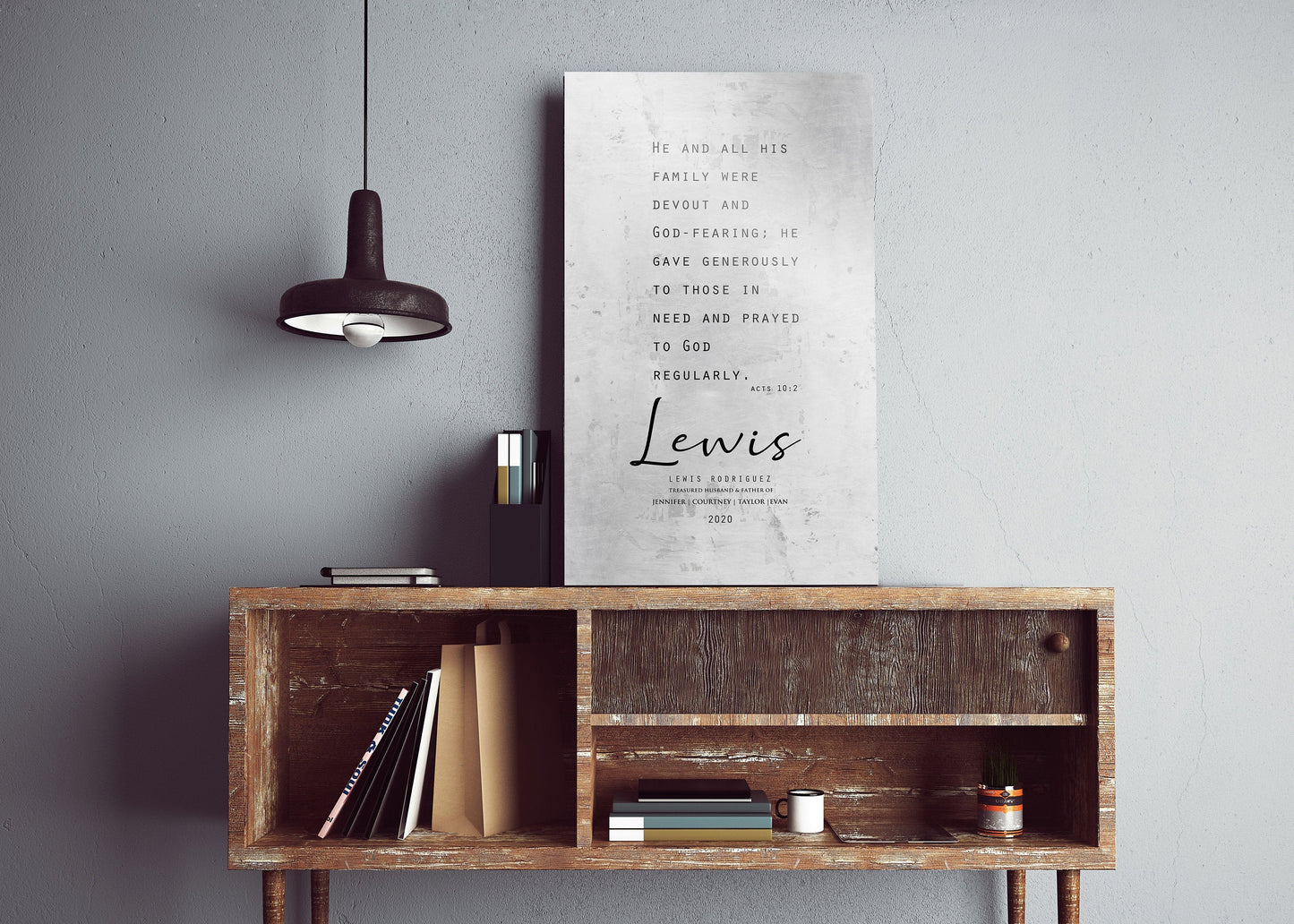 Acts 10:2 Personalized Scripture Plaque for Dad