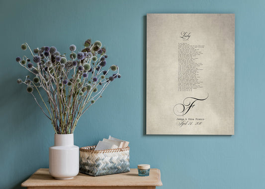 Our Song on Cotton Monogrammed Canvas