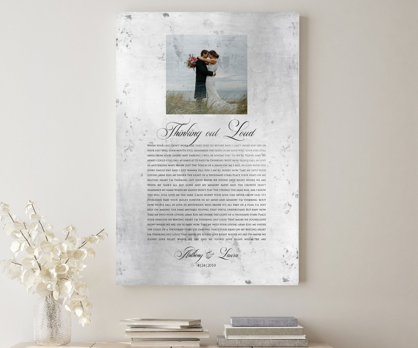 Distressed Tin Wedding Song Plaque with Photo