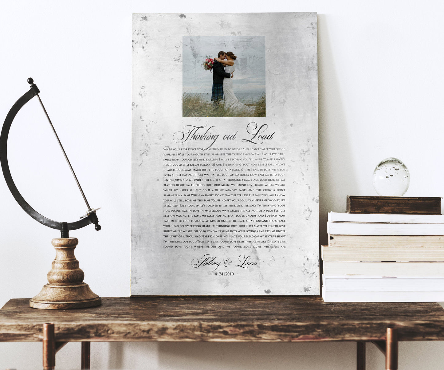 Distressed Tin Wedding Song Plaque with Photo