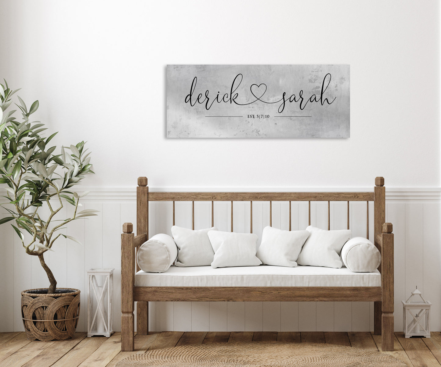 Rustic Heart Name Sign on Tin