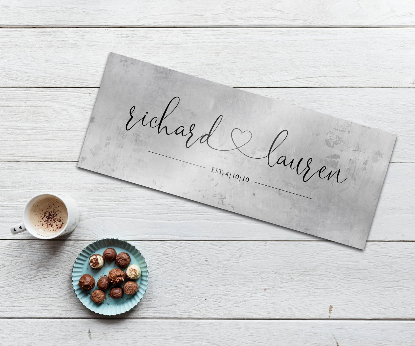 Rustic Heart Name Sign on Tin