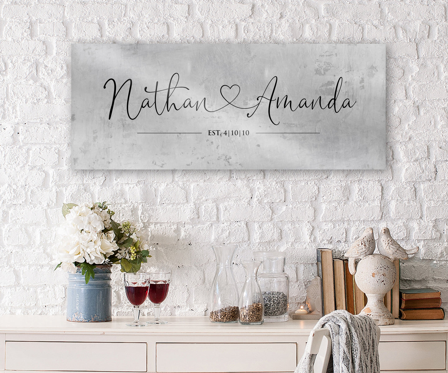 Rustic Heart Name Sign on Tin