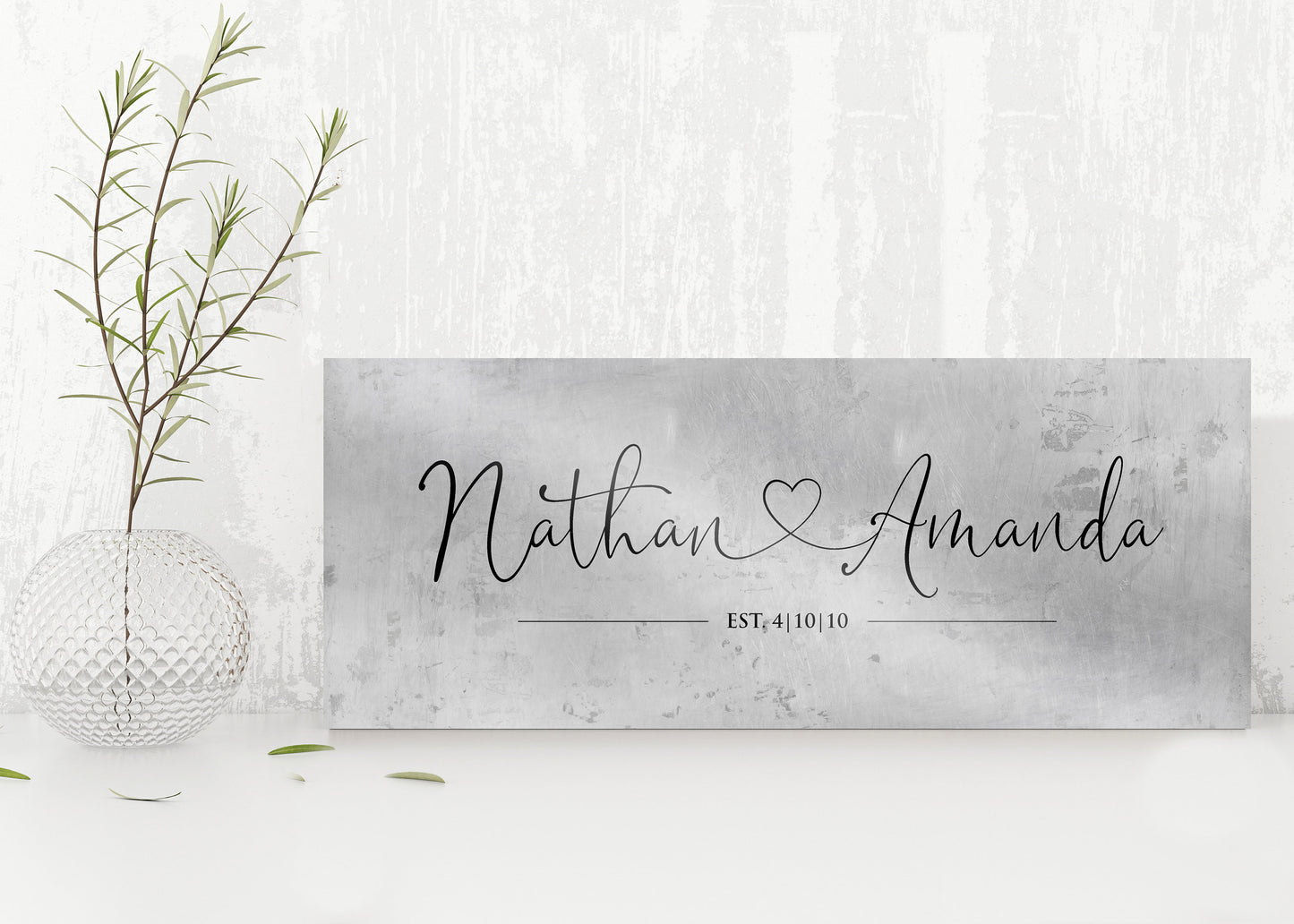 Rustic Heart Name Sign on Tin