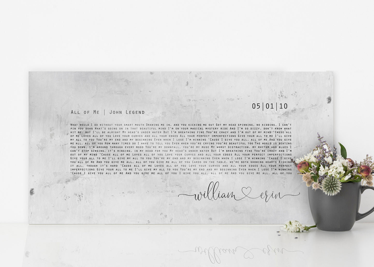 Love Song Lyric Sign on Tin